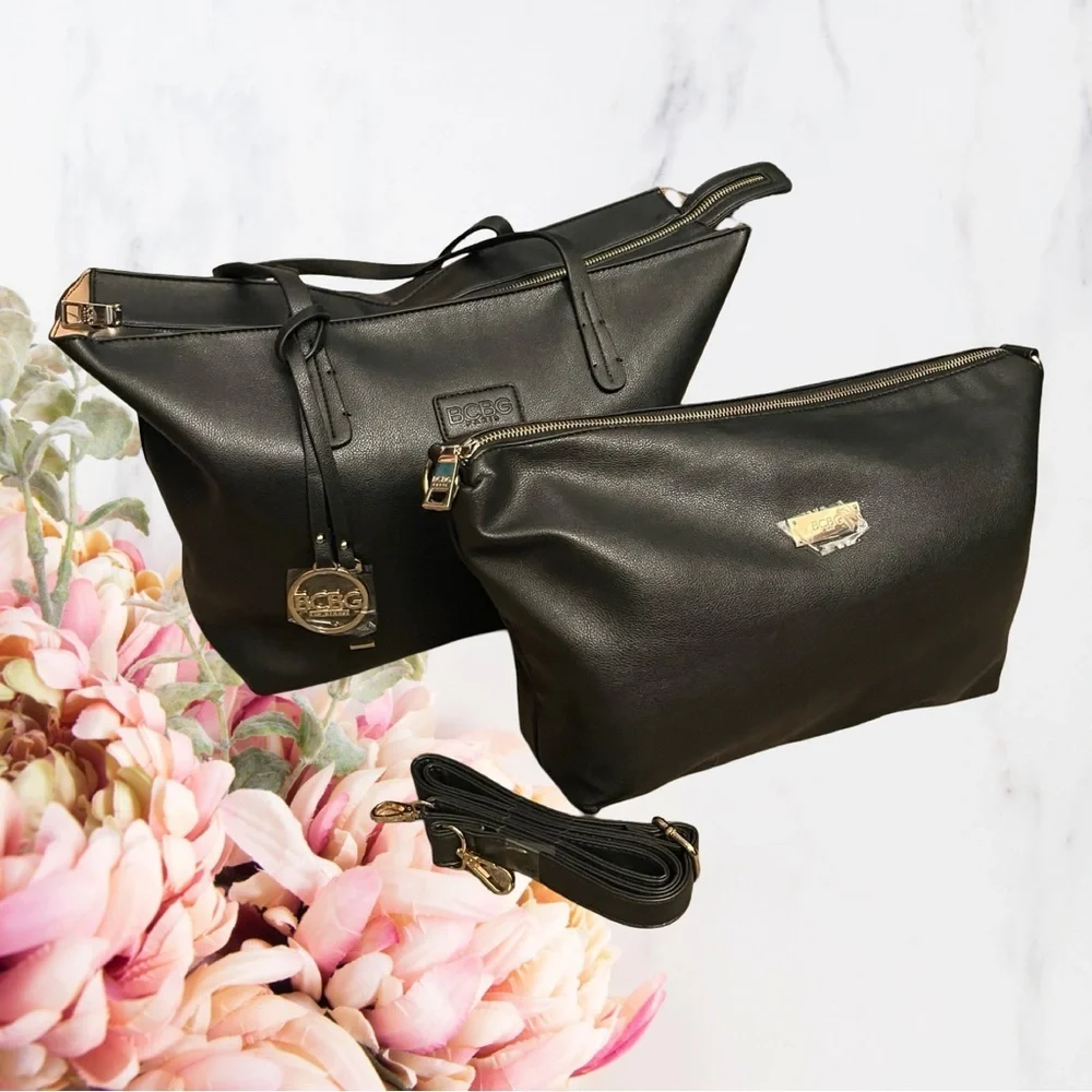 BCBG Paris Black Tote & Crossbody Bag Set NEW - Picture 2 of 12